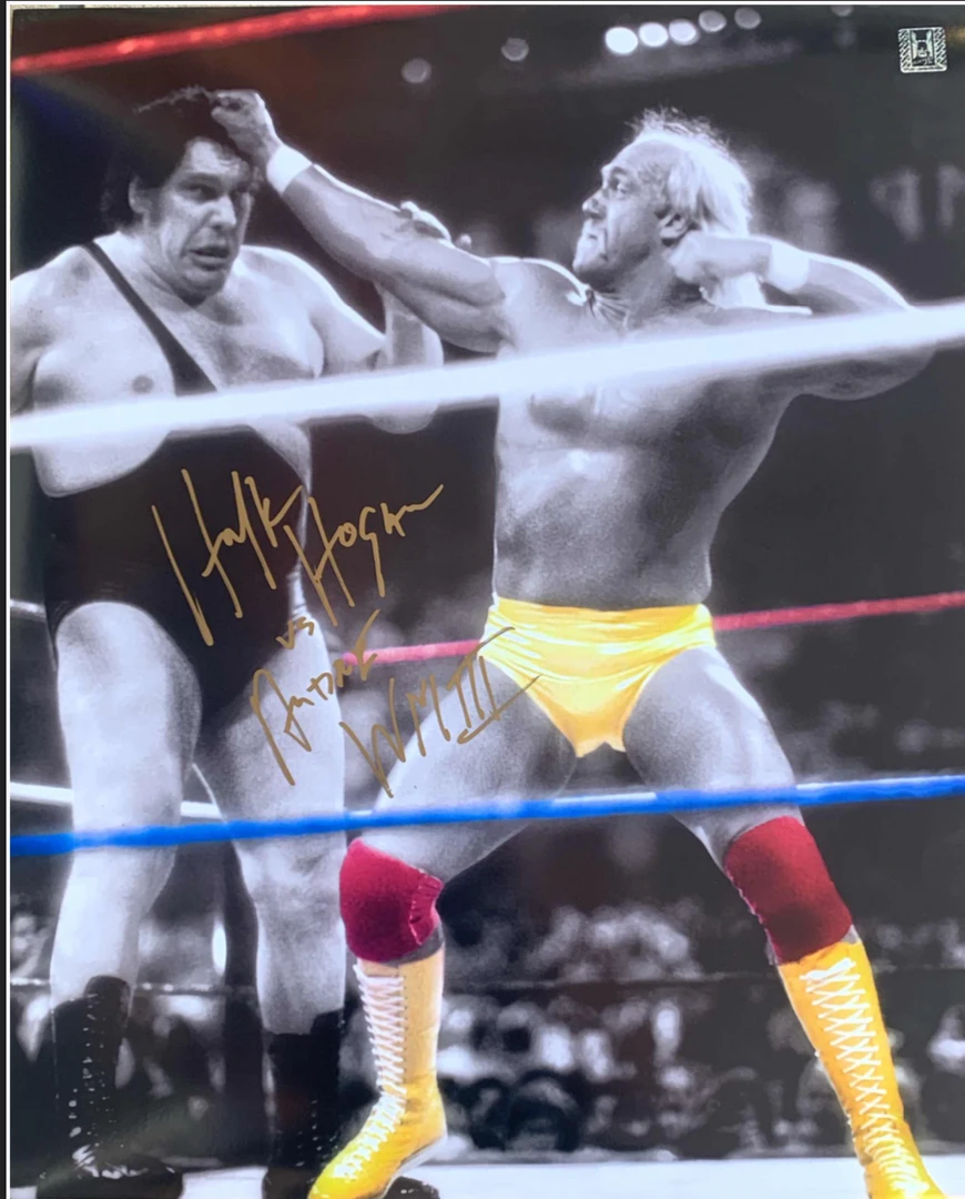 Hogan's Beach Shop AUTOGRAPHED POSTERS Hulk & Andre Black & White Signed Poster 16X20 1 Hogan's Beach Shop AUTOGRAPHED POSTERS Hulk & Andre Black & White Signed Poster 16X20