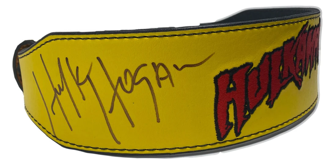 Hogan's Beach Shop Yellow Hulkamania Signed Weight Belt 3 Hogan's Beach Shop Yellow Hulkamania Signed Weight Belt