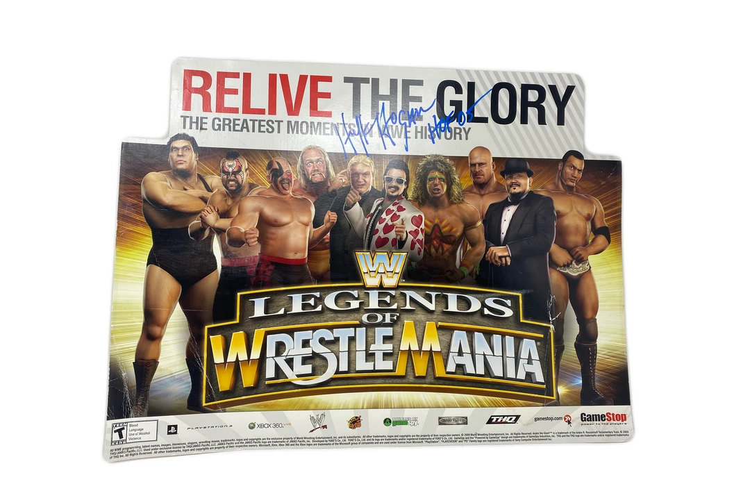 Hogan's Beach Shop AUTOGRAPHED MEDIA Legends Of Wrestlemania Poster "Hulks Vault" Signed 1 Hogan's Beach Shop AUTOGRAPHED MEDIA Legends Of Wrestlemania Poster "Hulks Vault" Signed