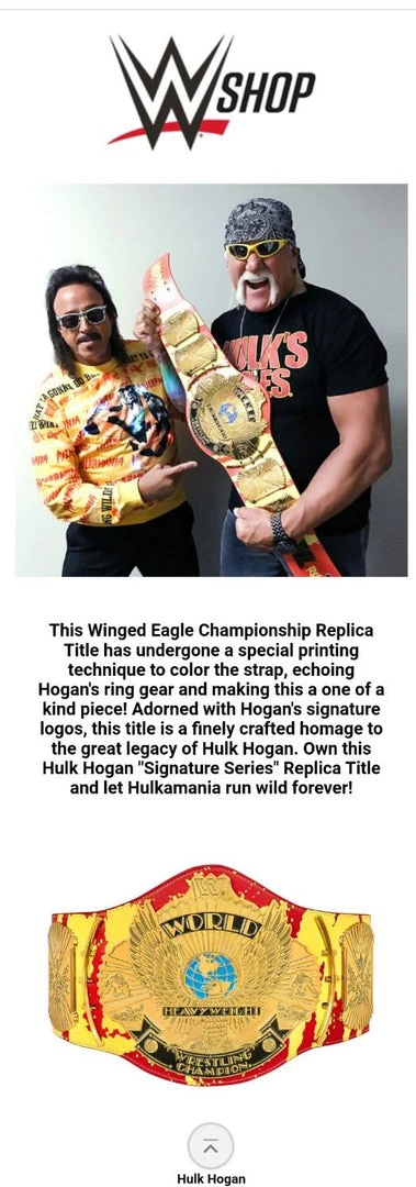 Hogan's Beach Shop BELTS Hulk Hogan "Hulkamania" Signature Series Championship Replica Title 5 Hogan's Beach Shop BELTS Hulk Hogan "Hulkamania" Signature Series Championship Replica Title