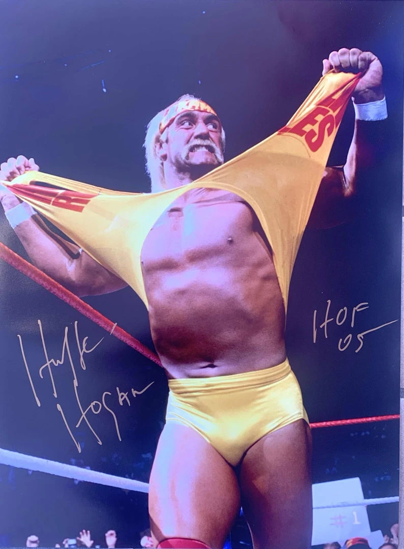 Hogan's Beach Shop Hulk Hogan Ripping Shirt Signed 18x24 AUTOGRAPHED POSTERS 1 Hogan's Beach Shop Hulk Hogan Ripping Shirt Signed 18x24 AUTOGRAPHED POSTERS
