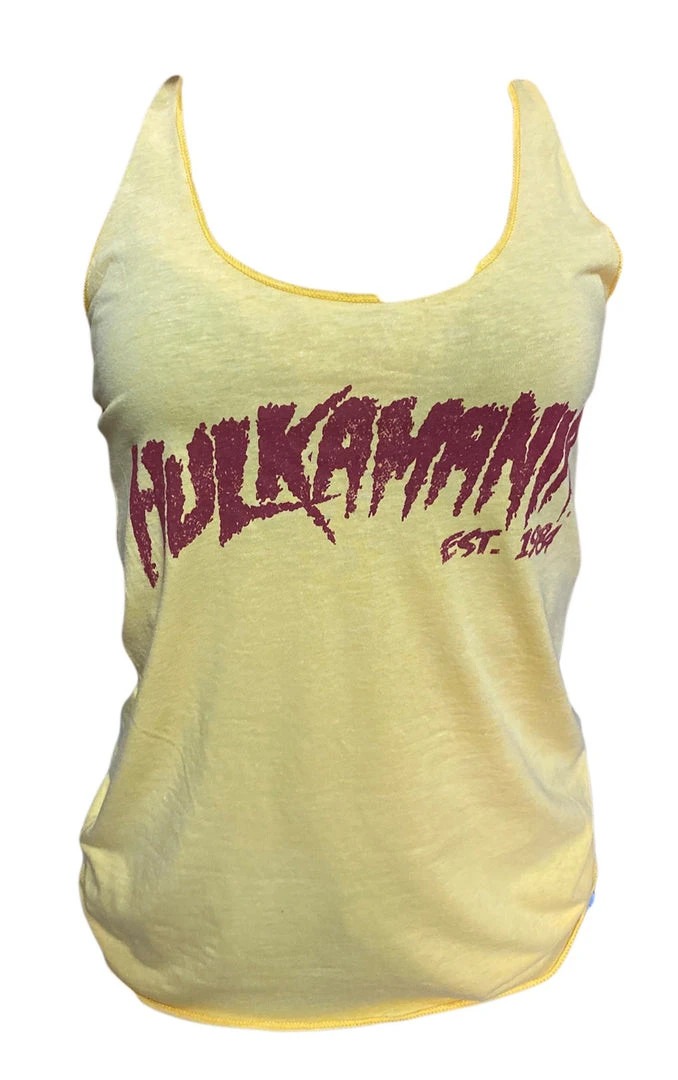 Hogan's Beach Shop Yellow Vintage Hulkamania Womens Tank 1 Hogan's Beach Shop Yellow Vintage Hulkamania Womens Tank